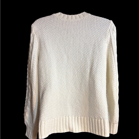 Talbots long Sleeve Cable Knit Sweater ivory/cream soft wool blend medium - Picture 3 of 8